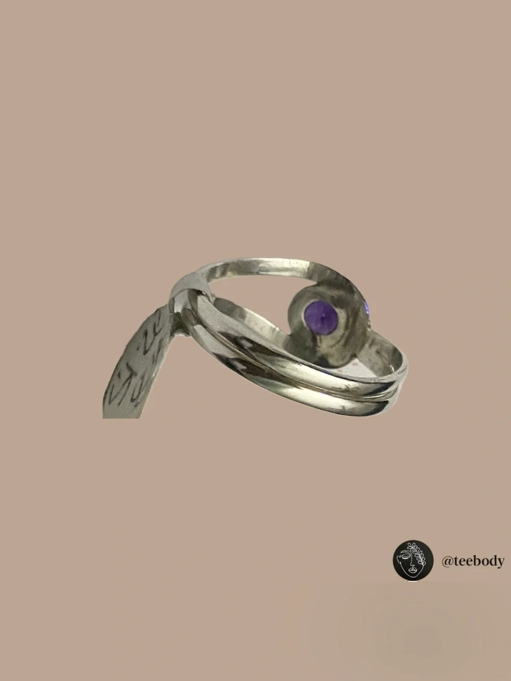 VTG 925 Sterling Silver Amethyst Bypass /Split Shank Ring Size 7.5 NWT 1.74g